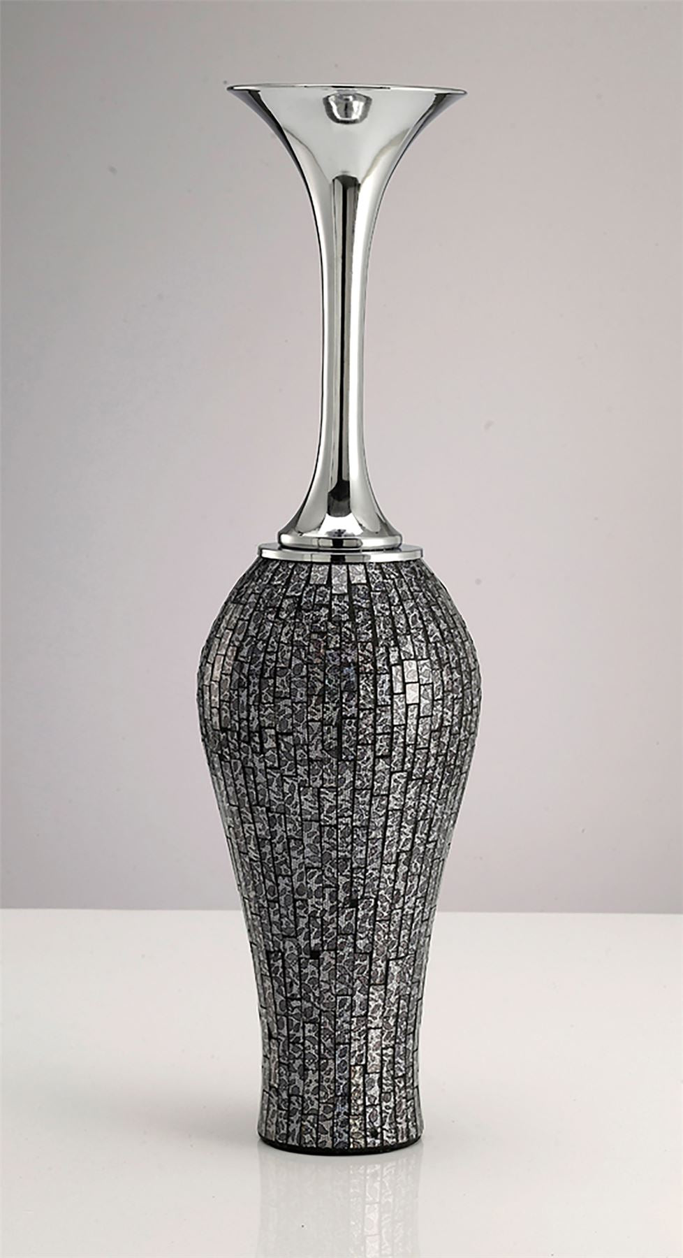 Diyas Home (DH) Silvia Mosaic Vase Black/Chrome Mosaic