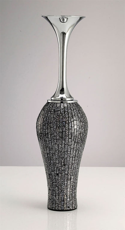 Diyas Home (DH) Silvia Mosaic Vase Black/Chrome Mosaic