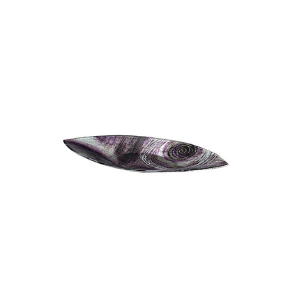 Diyas Home (DH) Elvira Glass Art Boat Platter Oval Small Silver/Black/Purple Glitter