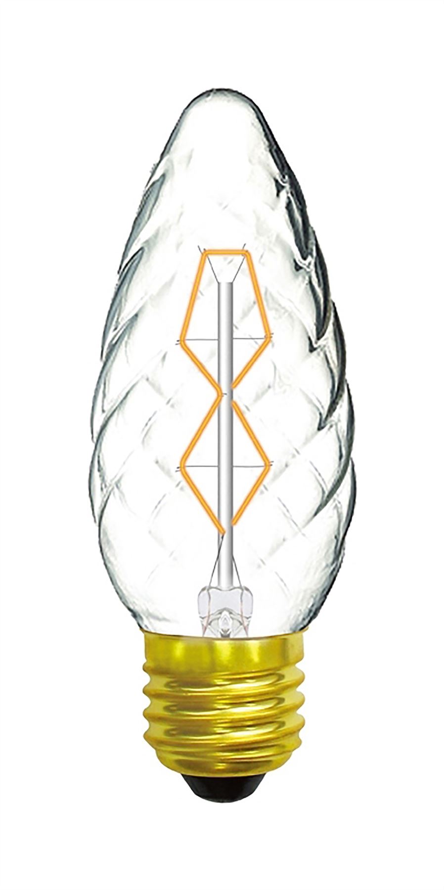 Luxram Rustica Candle 45mm/S Twisted E27 Clear 60W Incandescent