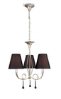 Mantra M0532 Paola Pendant 3 Light E14, Silver Painted with Black Shades & Black Glass Droplets