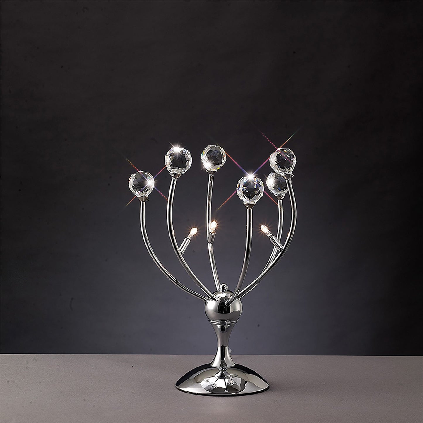 Diyas Xeena Crystal Table Lamp 3 Light G4 Polished Chrome, NOT LED/CFL Compatible