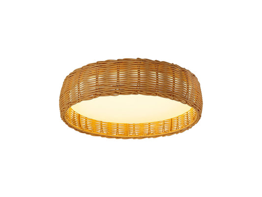 Mantra Kilimanjaro 37.5cm 24W LED Ceiling Light, CCT 2700/4000/5000K, 1700lm, Beige Rattan, 5yrs Warranty