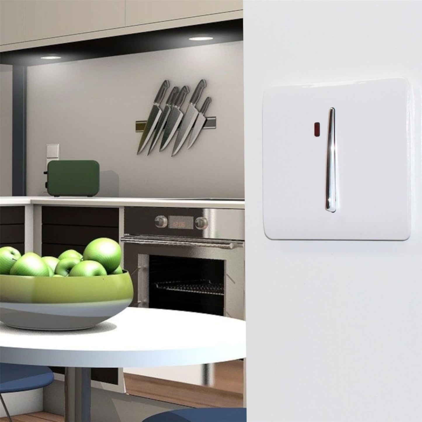 Trendi Artistic Modern Glossy 20 A  Light Switch & Neon Insert White ART-WHS1WH