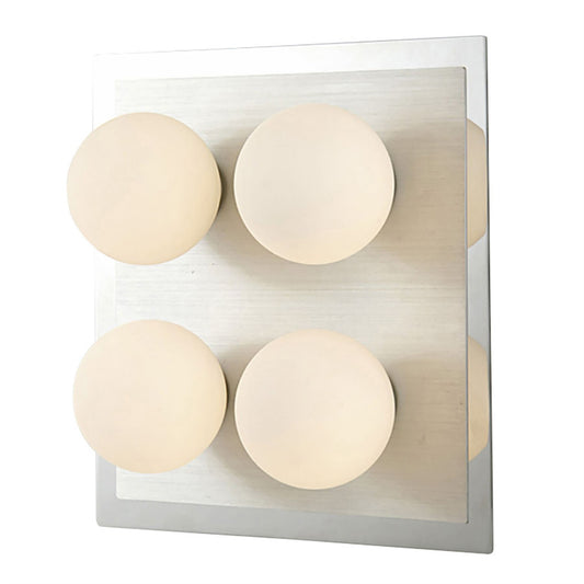Diyas IP44 Globe Flush  Light G9 4 Light G9 In Polished Chrome & Aluminium/Opal Glass Ceiling Light Fitting