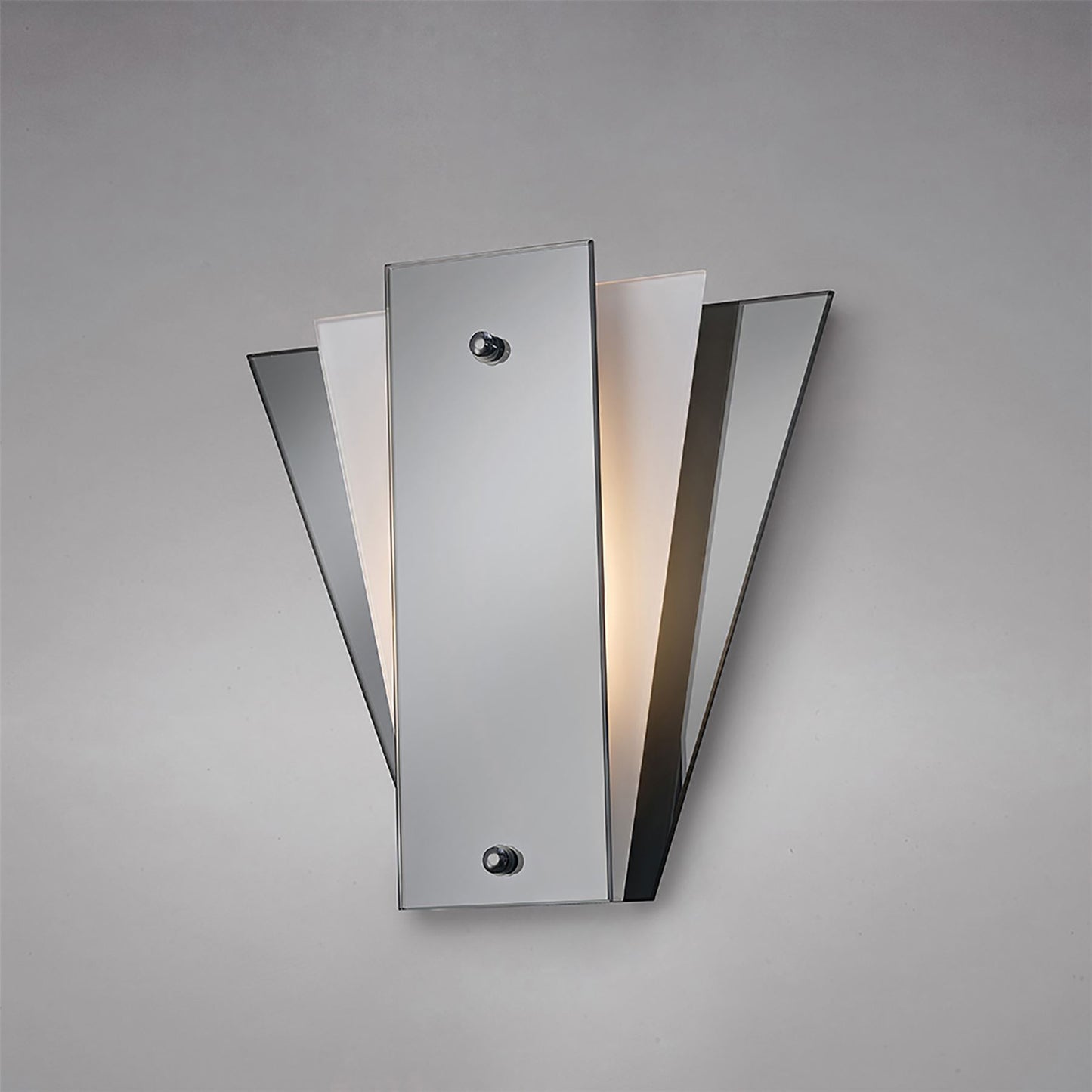 Deco Atlantis 250 x 260mm Wall Light, 1 Light E27 Smoked Mirror/Frosted