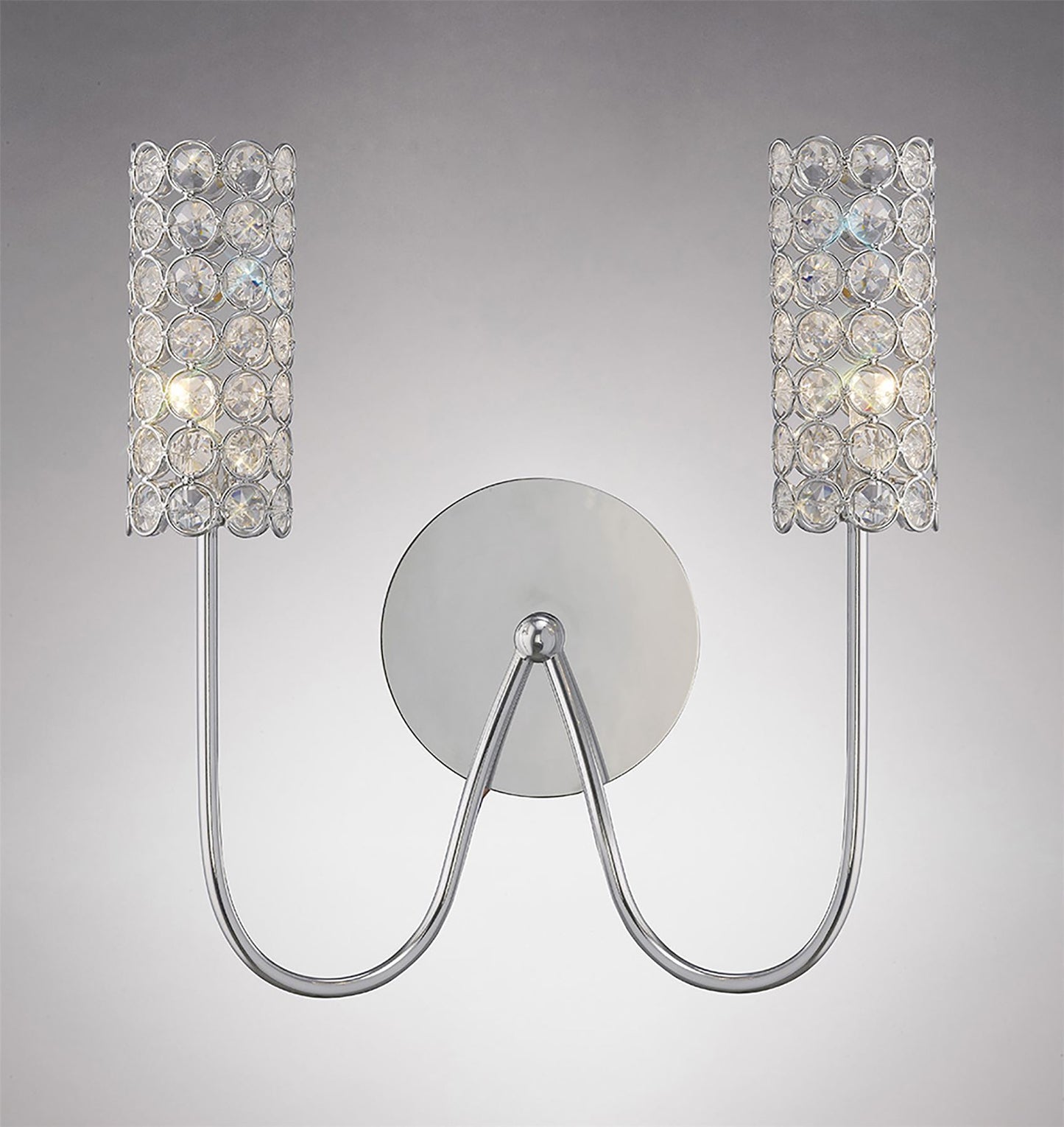 Diyas Martina Wall Light 2 Light G4 Polished Chrome/Crystal, NOT LED/CFL Compatible