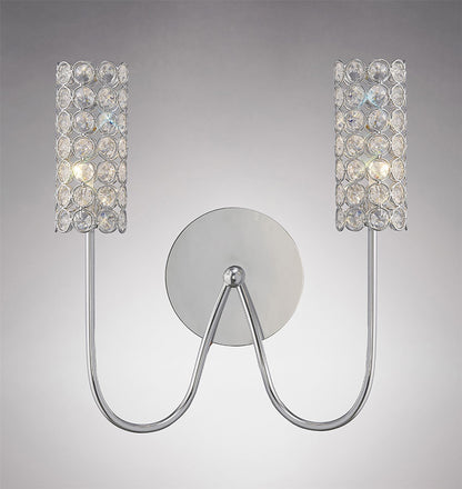 Diyas Martina Wall Light 2 Light G4 Polished Chrome/Crystal, NOT LED/CFL Compatible