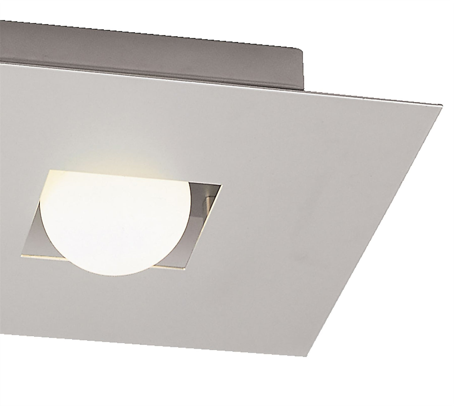 Mantra Cocoon Rectangular Flush Ceiling 2 Light G9, Silver/Frosted White Glass