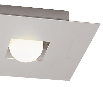 Mantra Cocoon Rectangular Flush Ceiling 2 Light G9, Silver/Frosted White Glass