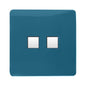 Trendi Artistic Modern Glossy 2 Gang Tactile RJ45 Cat 5e&Cat 6 PC Ethernet Socket Ocean Blue