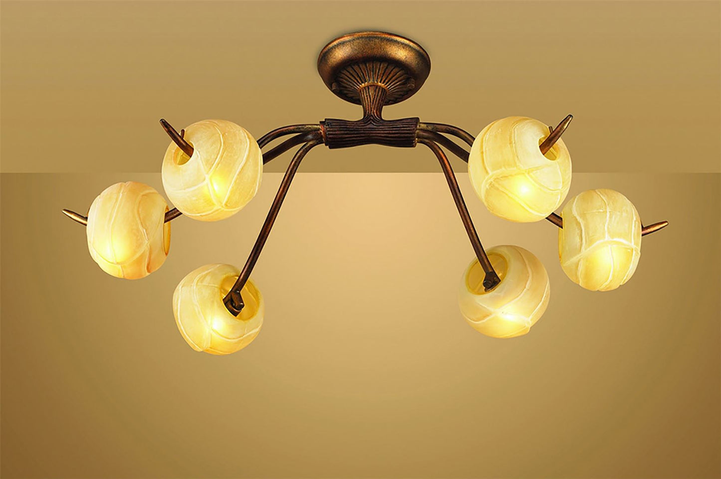 Mantra (0038 002) Wave 76cm Ceiling 6 Light G9, Rustic Gold
