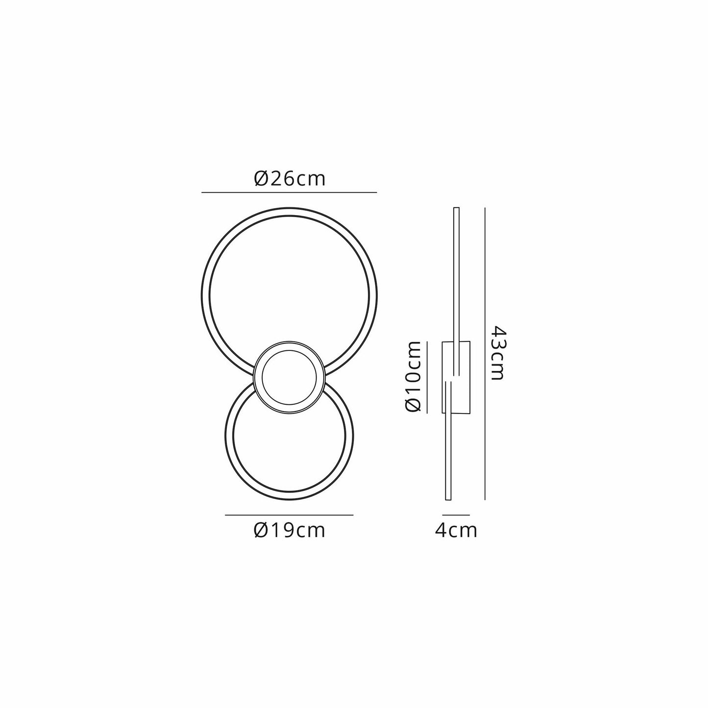 Mantra Fusion Mural Wall Light Circles, Dimmable, 24W, 3000K, 1440lm, Matt Black, 3yrs Warranty