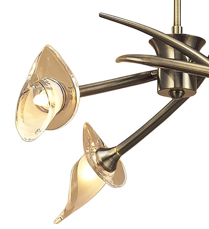 Mantra Flavia 54cm Telescopic Pendant Convertible To Semi Flush Round 4 Light G9, Antique Brass