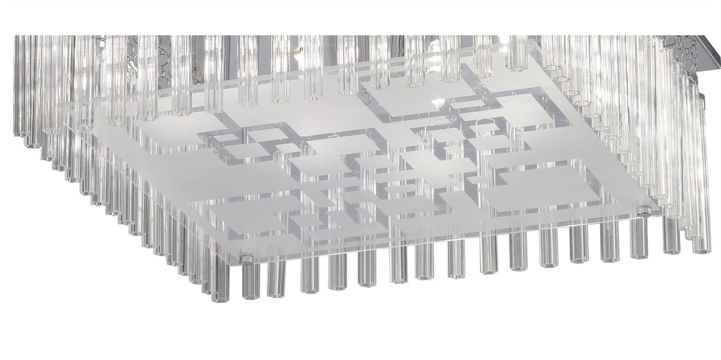 Diyas Capella Square Flush  8 Light G9 Polished Chrome/Glass Ceiling Light Fitting