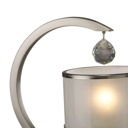 Diyas Lincoln Crystal Table Lamp 1 Light E27 Satin Nickel & Glass Shade