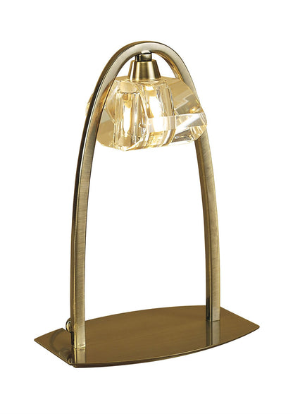 Mantra Alfa Large Crystal Table Lamp 1 Light G9, Antique Brass