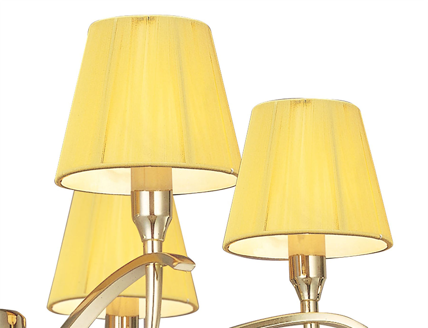 Mantra Siena 63cm Pendant Round 6 Light E14, Polished Brass with Amber Cream Shades and Clear Crystal
