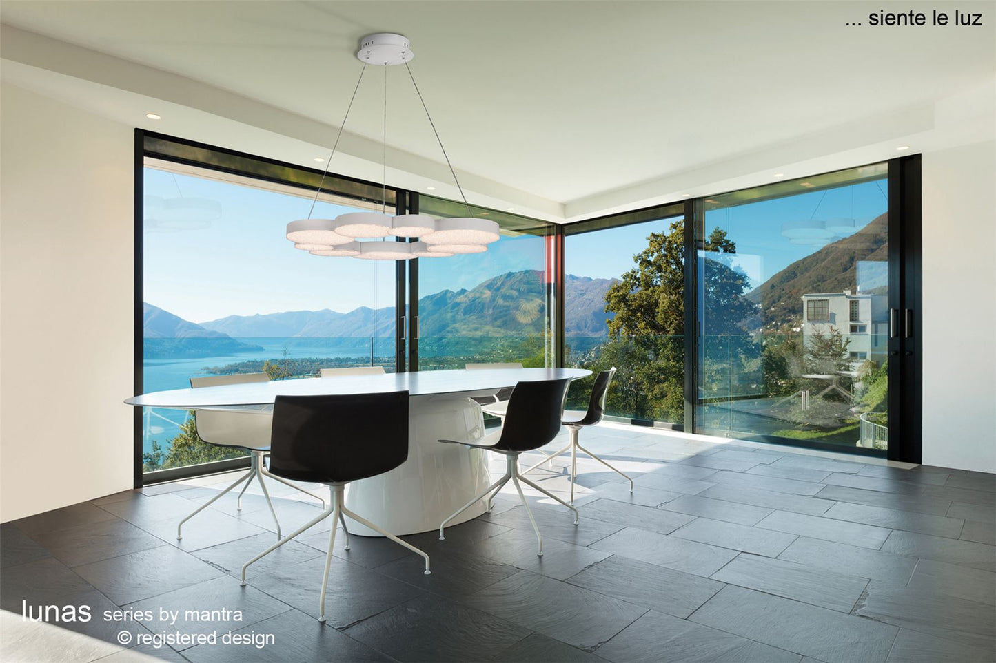 Mantra Fusion M5760 Lunas Pendant 80cm Diameter 76W LED 3000K, 3700lm, RF Remote Control White, 3yrs Warranty