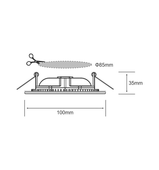 Techtouch Intego Ultra-Slim Round Small 8W Warm White 200lm, Cut Out: 85mm, 3yrs Warranty Recessed