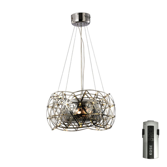 Diyas Atria 55cm  2 Light E27 with LEDs and Remote Control Stainless Steel Ceiling Pendant Light Fitting