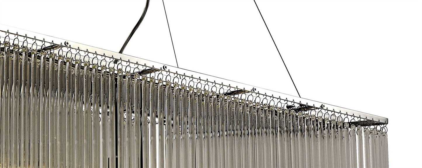 Diyas Zanthe  Linear 10 Light G9 Polished Chrome/Clear Glass Ceiling Pendant Light Fitting