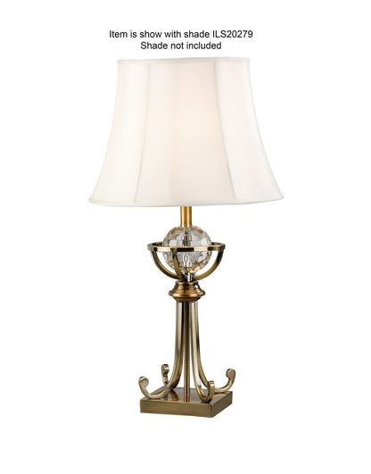 Diyas Elmo Large Crystal Table Lamp WITHOUT SHADE 1 Light E27 Antique Brass