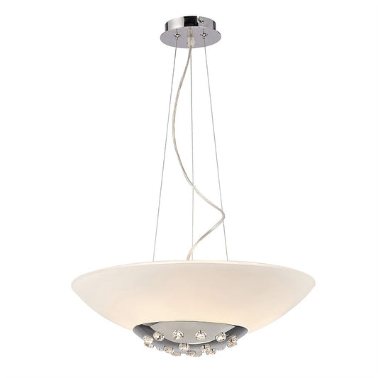 Diyas Amada 45cm  6 Light G9, Polished Chrome/Opal White Glass Ceiling Pendant Light Fitting