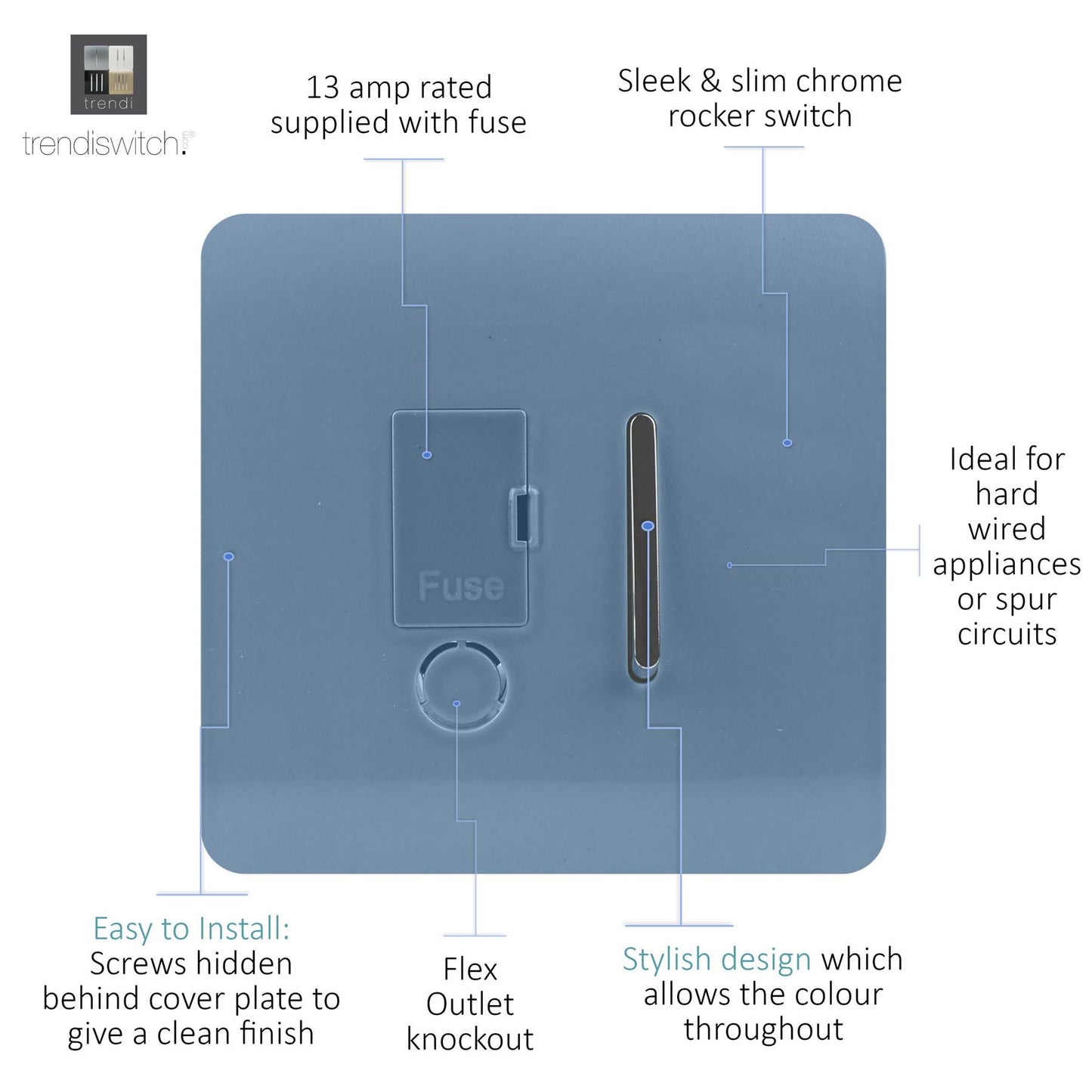 Trendi Artistic Modern Glossy Tactile Fused Spur Switch Sky