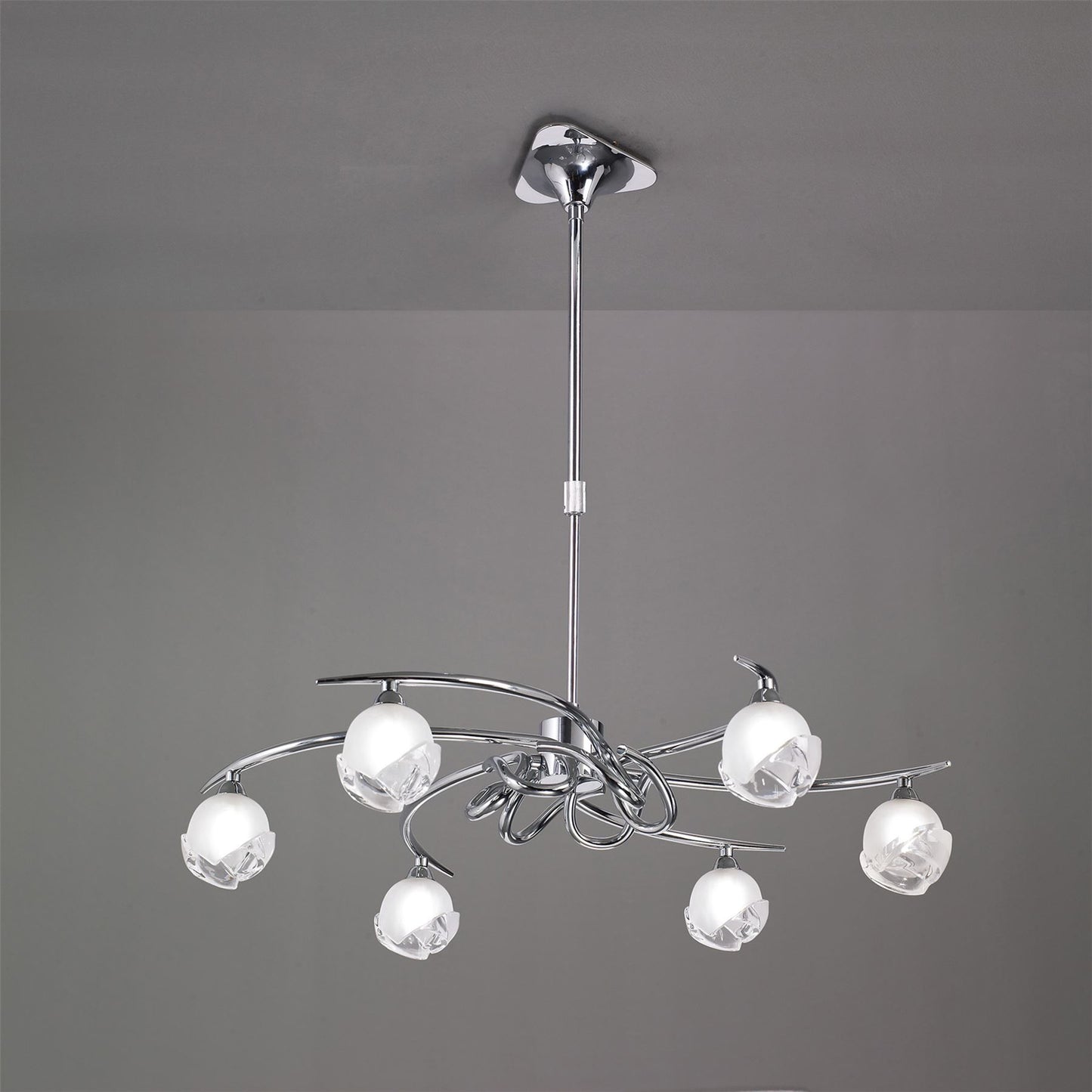 Mantra M0801 Fragma Telescopic Semi Flush Convertible 6 Light G9, Polished Chrome