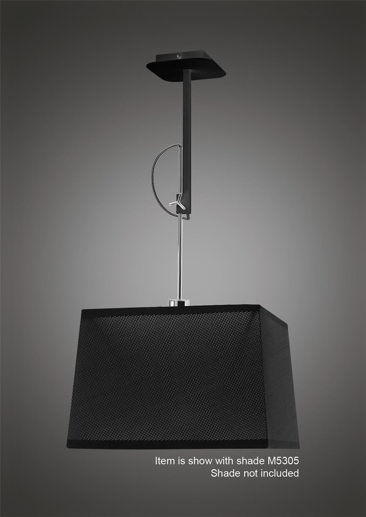 Mantra M5301 Habana Telescopic Square Pendant 1 Light WITHOUT SHADE E27 Black/Polished Chrome