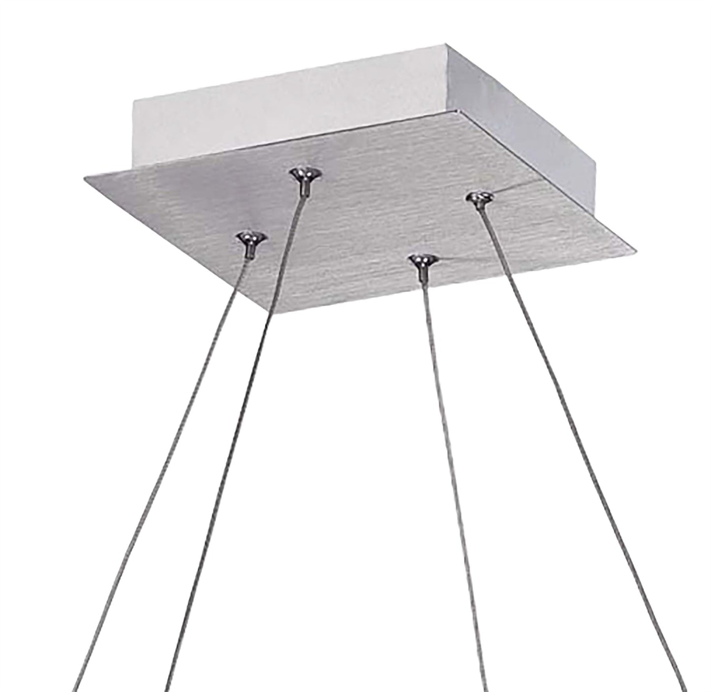 Mantra Fusion Thea Square Pendant 4 Light 28W LED 3000K, 2520lm, Satin Aluminium/Frosted Acrylic, 3yrs Warranty