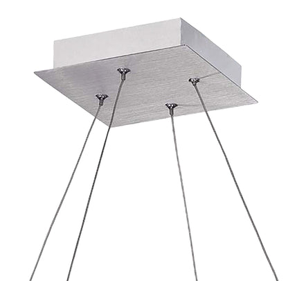 Mantra Fusion Thea Square Pendant 4 Light 28W LED 3000K, 2520lm, Satin Aluminium/Frosted Acrylic, 3yrs Warranty