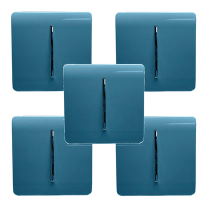 Trendi 1 Gang 2 Way 240V Screwless Artistic Modern Glossy 10 Amp Chrome Rocker Electrical Wall Light Switch in Ocean Blue (5 pack)