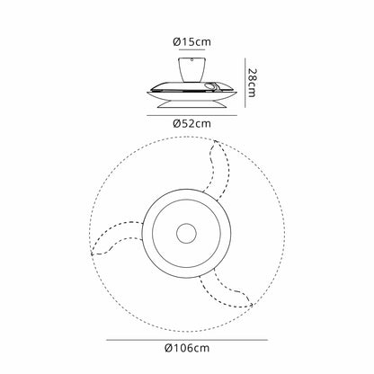Patagonia 52cm 20W LED Dimmable Ceiling Light With Built-In 30W DC Fan, 3000-5000K Remote Control, 3600lm, Coffee/Brushed Copper, 5yrs Warranty