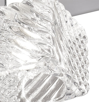 Deco Accor Ceiling Flush 5 Light G9, 230mm Square, Polished Chrome/Clear Glass
