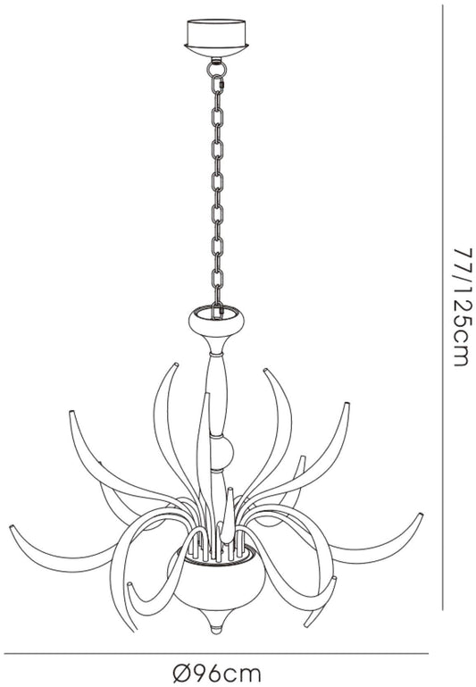 Diyas Llamas 96cm 15 Light G4 Polished Chrome, NOT LED/CFL Compatible Ceiling Pendant Light Fitting