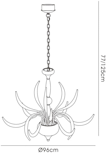 Diyas Llamas 96cm  15 Light G4 Polished Chrome, NOT LED/CFL Compatible Ceiling Pendant Light Fitting