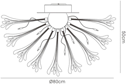 Diyas Love 80cm  Large 9 Light G4 Polished Chrome/White Glass, NOT LED/CFL Compatible Ceiling Light Fitting
