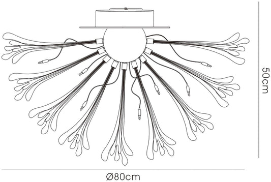 Diyas Love 80cm  Large 9 Light G4 Polished Chrome/White Glass, NOT LED/CFL Compatible Ceiling Light Fitting