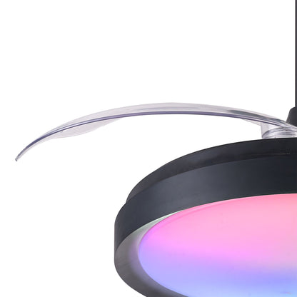 Siberia Mini 40W LED Dimmable White/RGB Ceiling Light With Built-In 28W DC Fan, 3000-6500K Remote Control, 2500lm, Black, 5yrs Warranty
