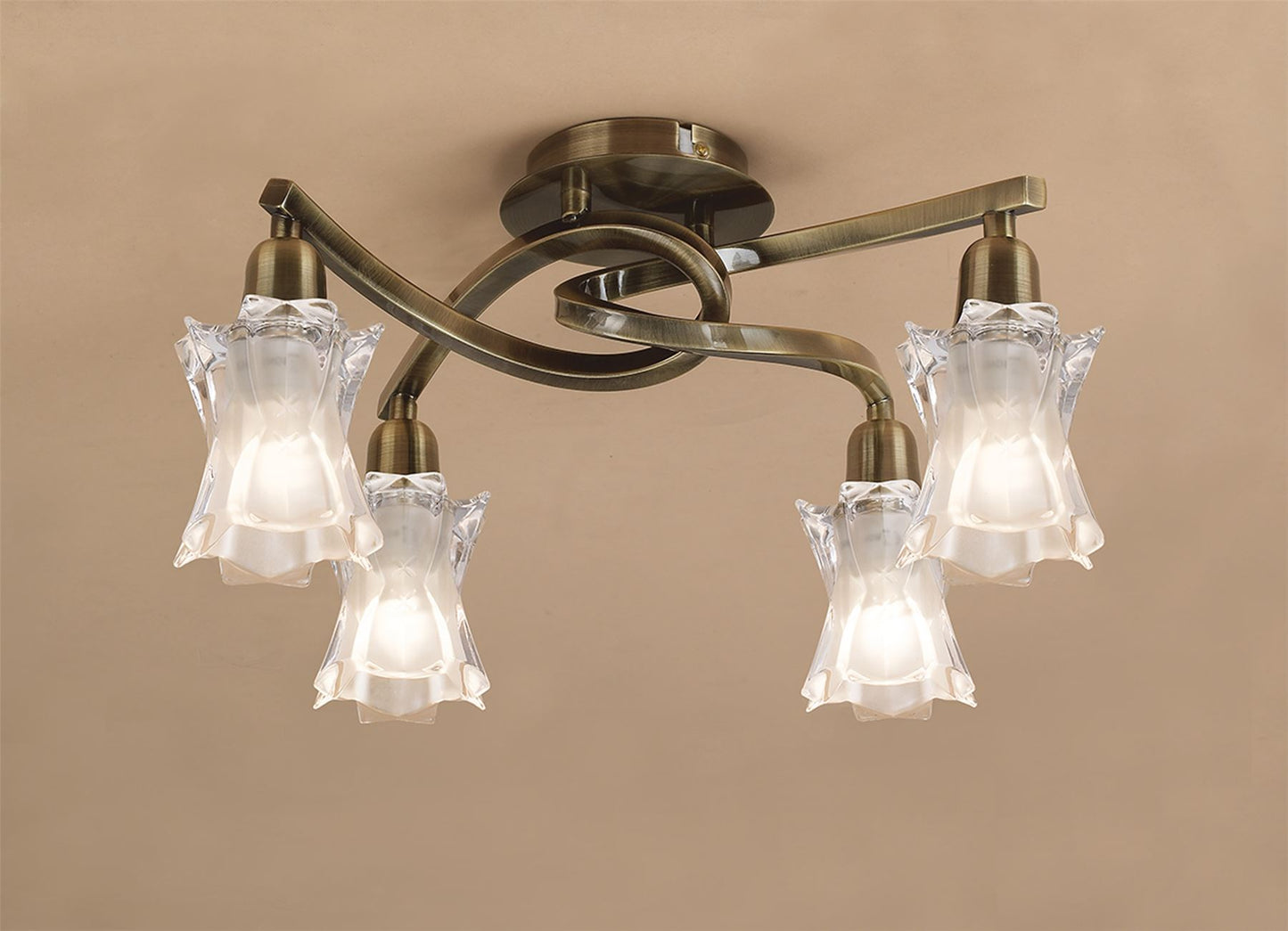 Mantra Alaska GU10 40cm Ceiling 4 Light L1/SGU10, Antique Brass, CFL Lamps INCLUDED