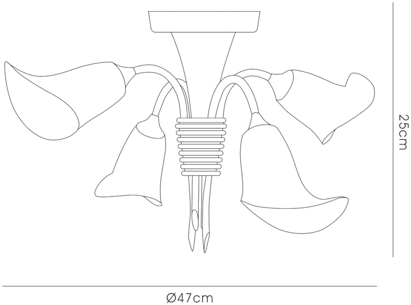 Diyas Ancona 47cm Semi Flush 4 Light G9 Satin French Gold/Frosted Glass