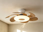 Flowers 50cm 24W LED Dimmable Ceiling Light With Built-In 25W DC Reversible Fan, Remote Control 2700-5000K, 2900lm, White/Wood
