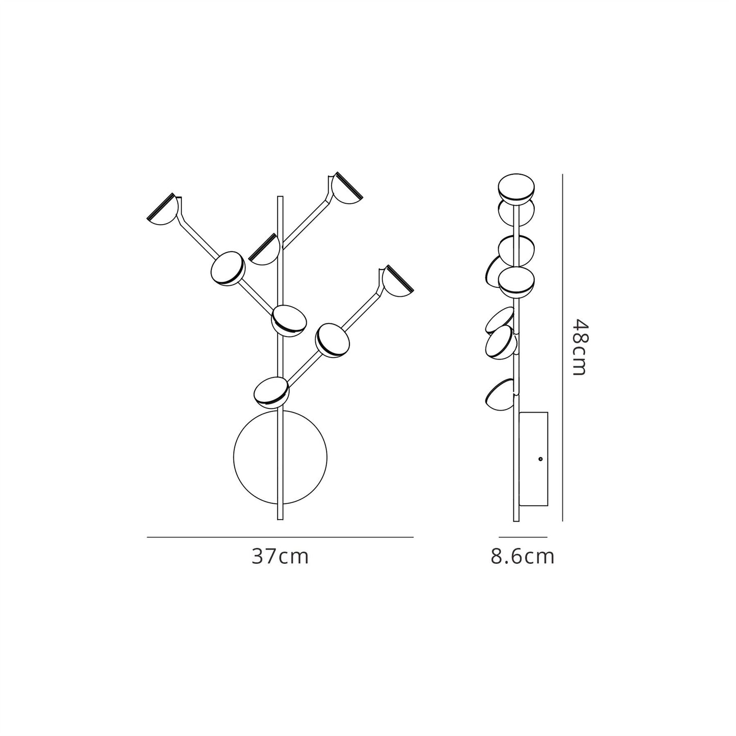 Mantra Adn 8 Light Wall Light, 24W LED, 3000K, 1600lm, Black, 3yrs Warranty