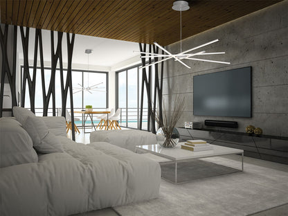 Mantra M5911 Star LED Pendant 100cm Round 60W 3000K, 4800lm, Dimmable Silver/Frosted Acrylic/Polished Chrome, 3yrs Warranty