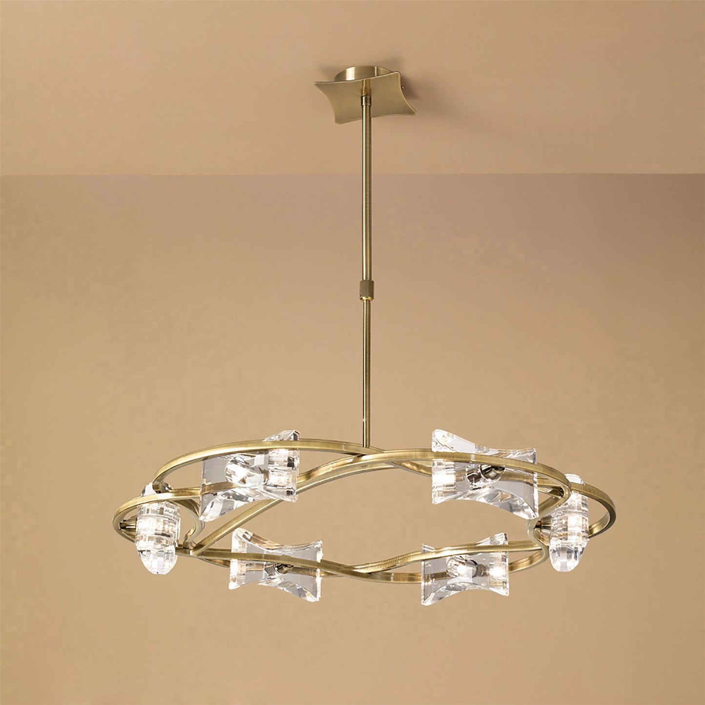 Mantra Kromo 68cm Telescopic 6 Light G9 Round, Antique Brass