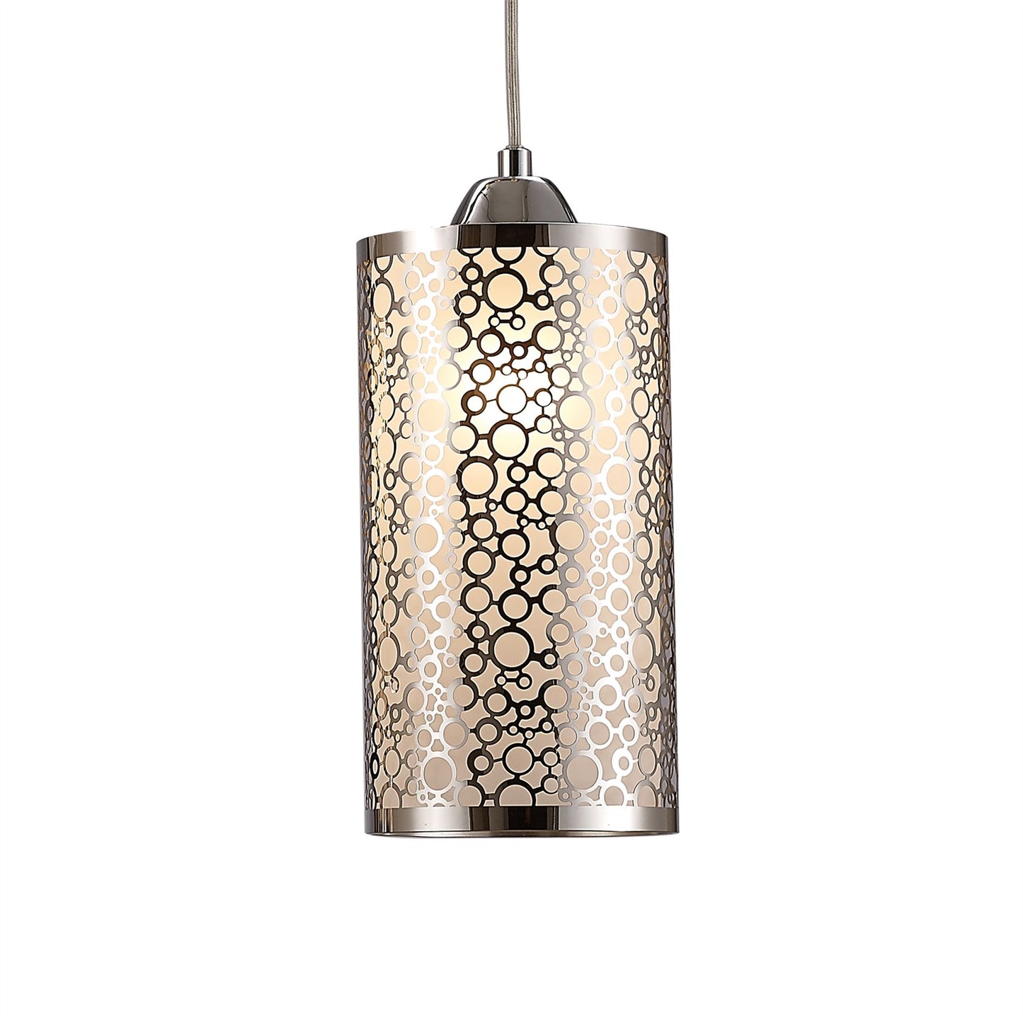 Deco Charon Circle Pattern Pendant 3 Light E27 Linear Polished Chrome