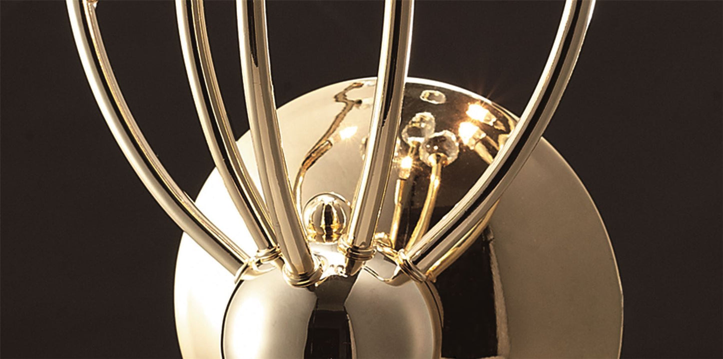 Diyas Xeena Wall Light Switched 3 Light G4 French Gold/Crystal, NOT LED/CFL Compatible