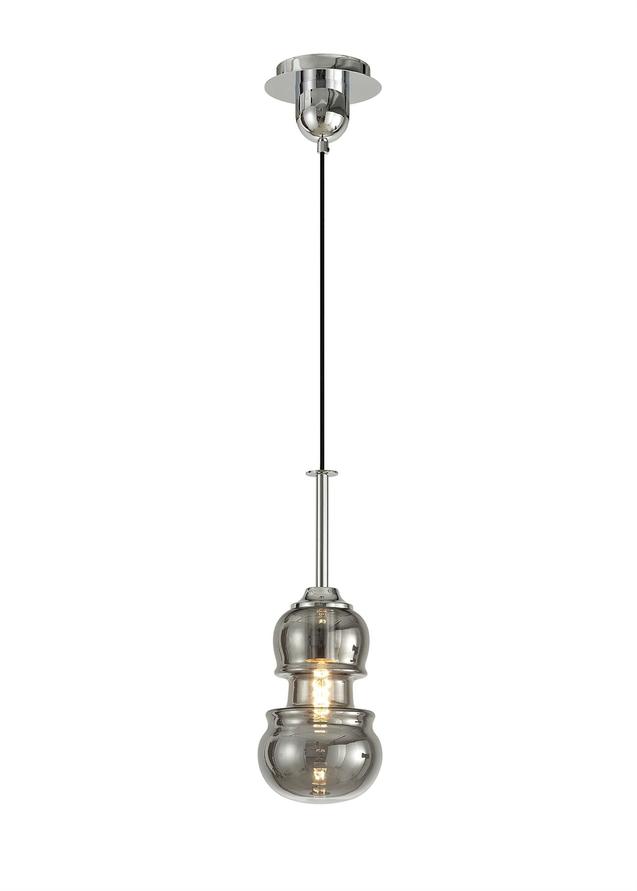 Mantra Sonata Pendant 15cm Round, 1 x E27, Polished Chrome/Graphite